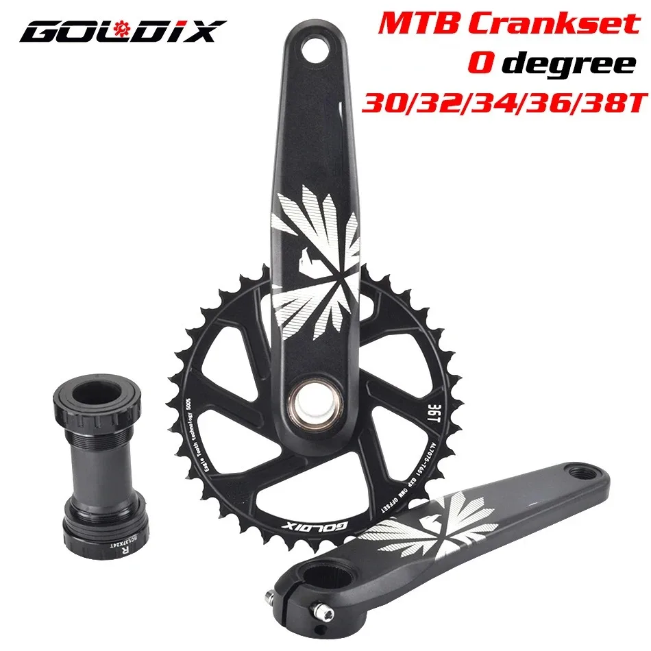 GOLDIX Bicycle Crankset MTB Bike Crank Chainring Bike 170mm 175mm Black 0 Degree 30T 32T 34T 36T 38T Aluminum Alloy with Bottom