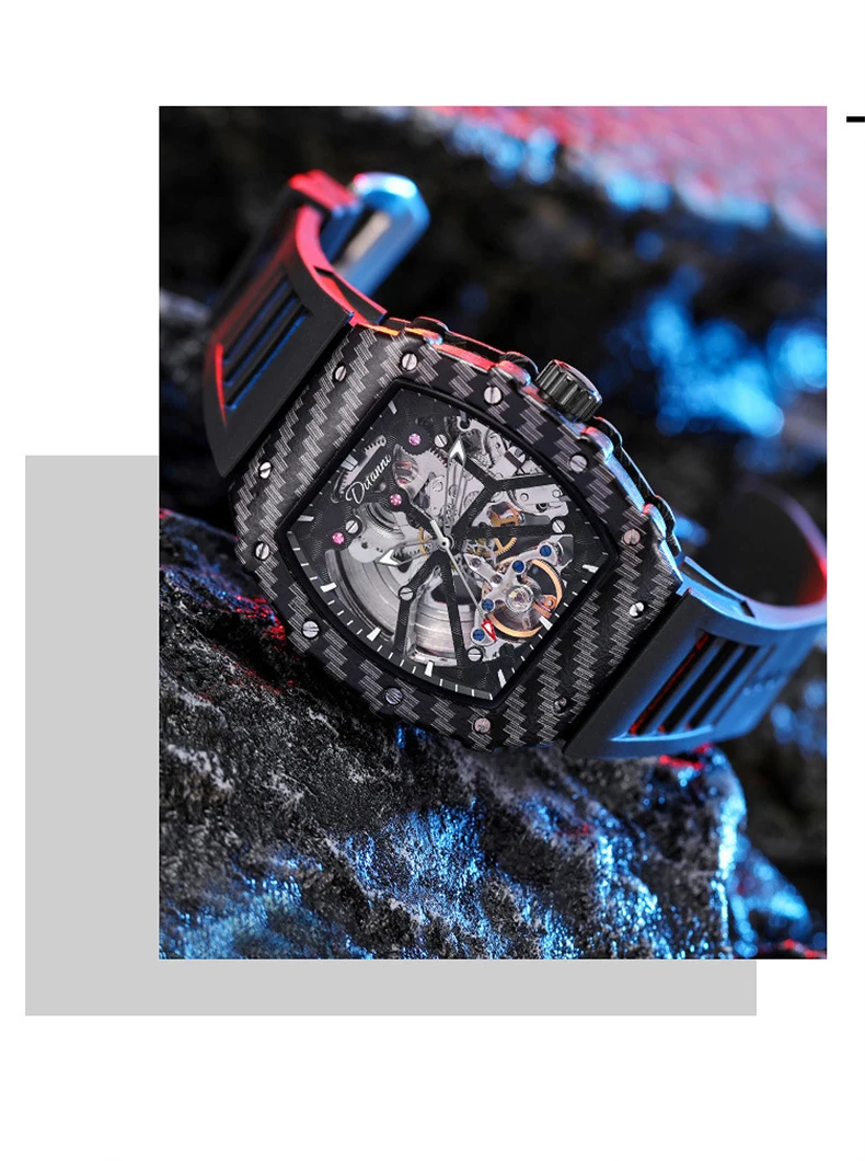 Männer Skelett Automatik Mechanische Tourbillon Skelett Vintage Tonneau Zifferblatt Herren es Top Luxus_voghion.com