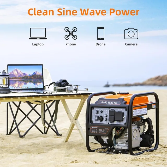 4400 Watt Open Frame Inverter Generator Gas Powered RV Ready ECO Mode 5