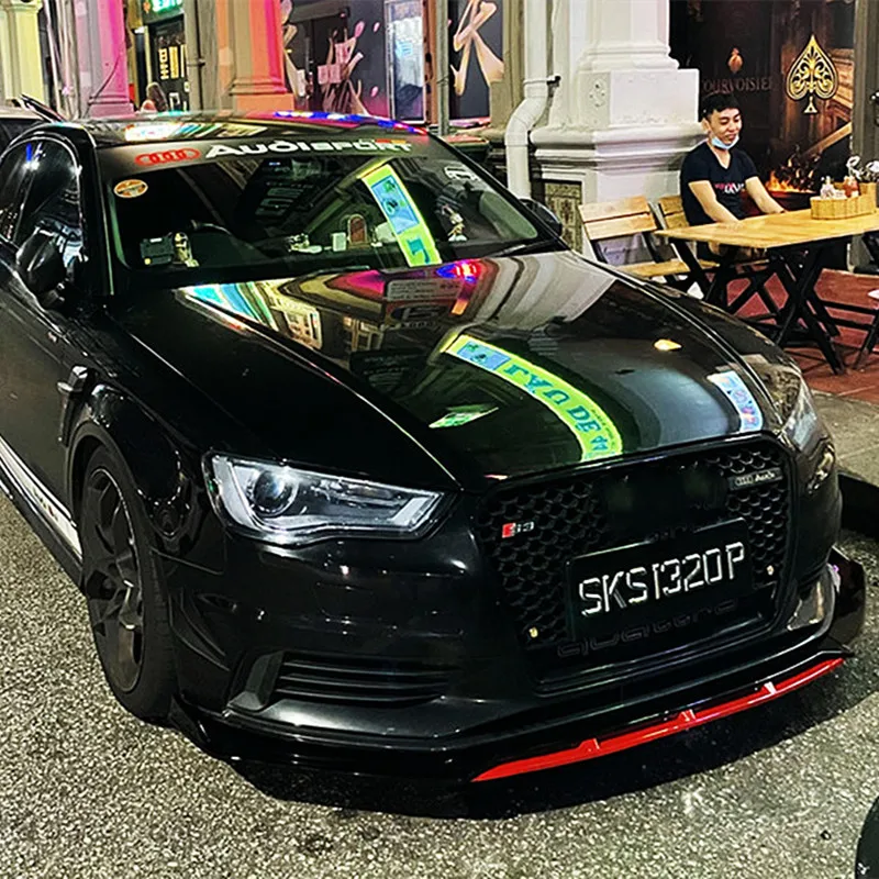 MITSTOCKS Front Bumper Lip Spoiler For 1996-2001 Audi A4 Quattro - Black Polyurethane Chin Spoiler With Screws