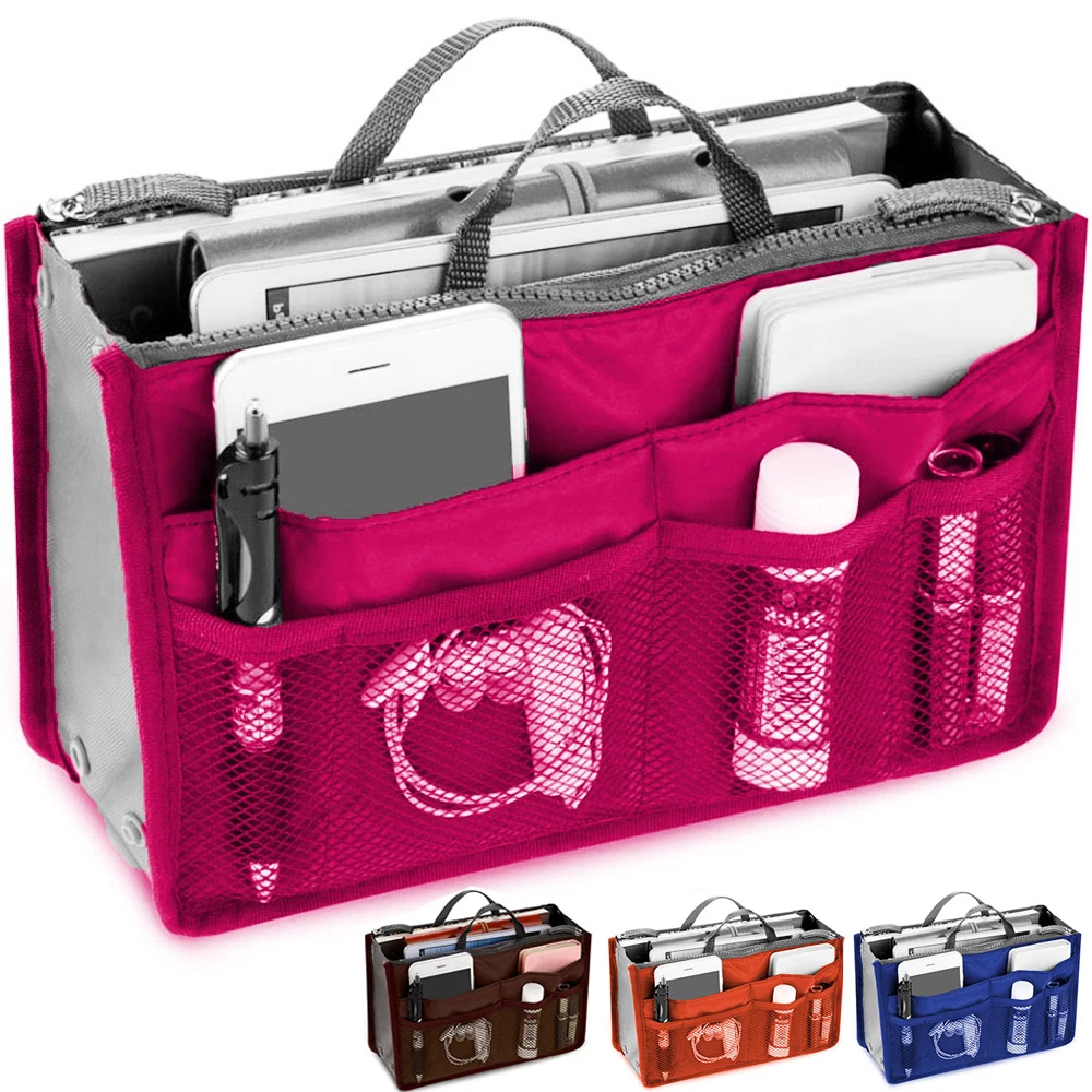 Make up Organizer Insert Bag Large Capacity Multi Pocket Cosmetic Bag Portable Multicoloured Travel Insert Handbag Pouch