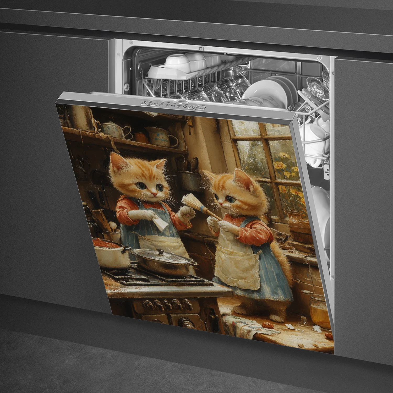 Copertura Magnetica Per Lavastoviglie Motivo Musicale 58,4x66 Cm - Decorazione Cucina Riutilizzabile