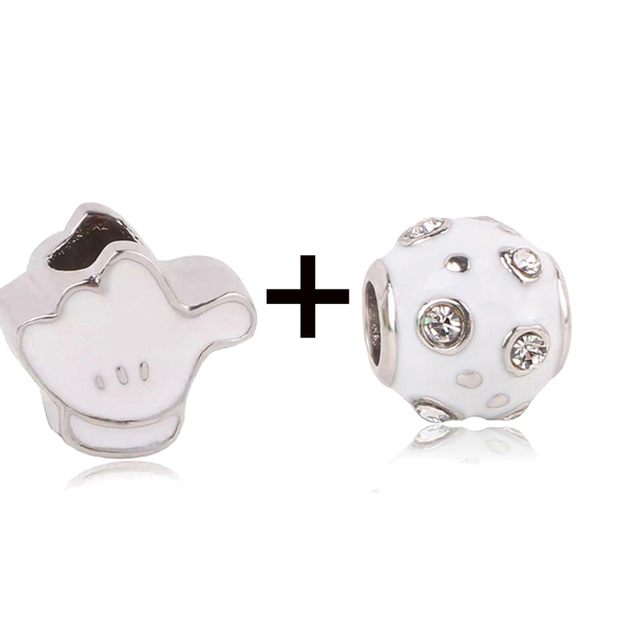 New Design White Heart Charm Beads Pendant Fit European Style Brand Bracelets Necklaces For Women Jewelry Making