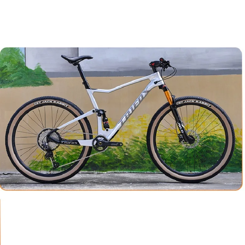 TRIFOX-Fibra De Carbono Mountain Bike, Absorção De Choque, Freio A Disco, 29 Polegada Quadro MTB De Suspensão Total, Bicicleta De Velocidade Variável Off-Road