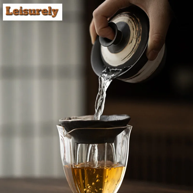 Wabi-sabi Style Lotus Crude Pottery Tea Separator Infusor Ancient Tea Strainer Dispenser Tea Maker Tea Filter Teaset Ornaments