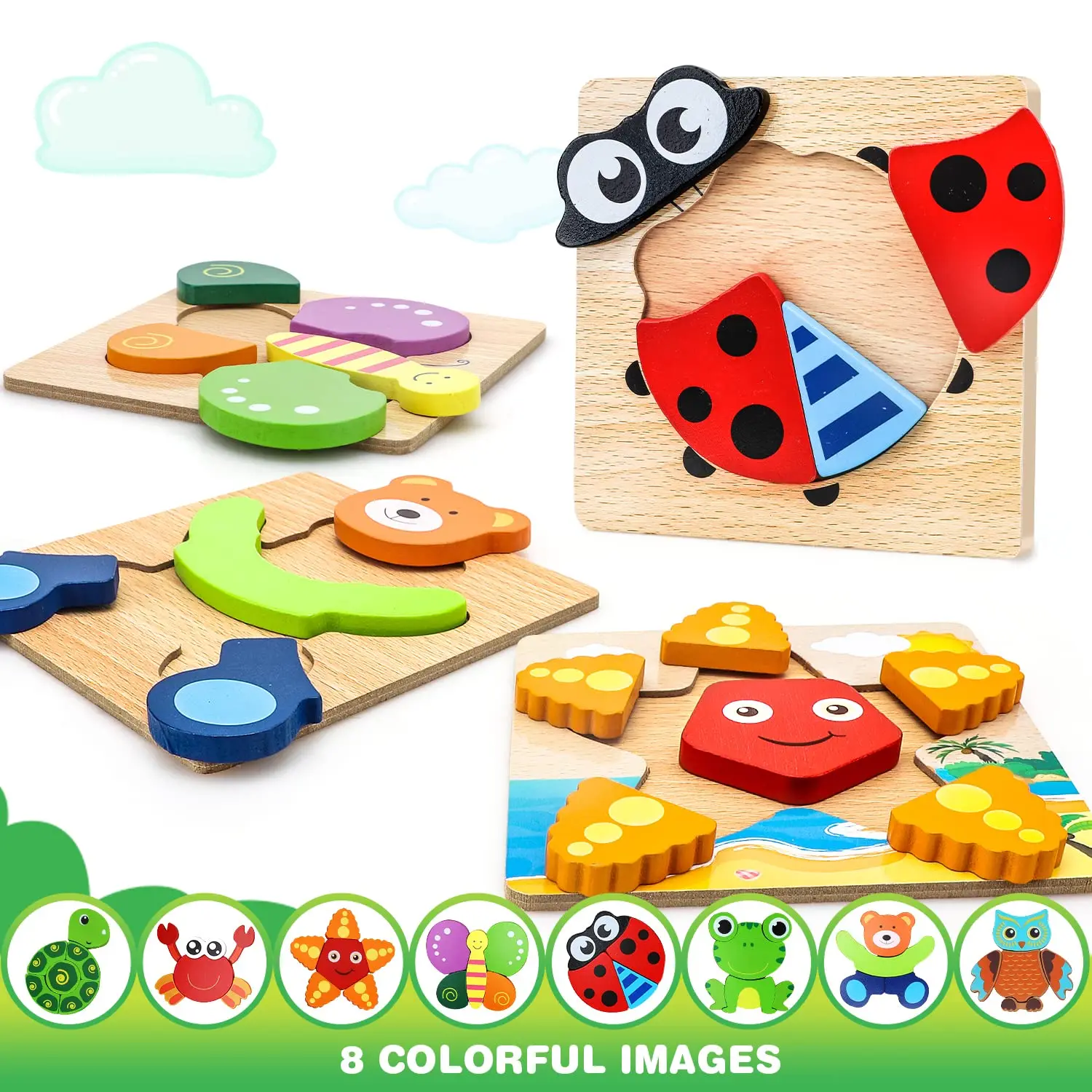 Kids Wooden Puzzle Cartoon Animal Traffic Tangram Wood Puzzle Toys Educational Jigsaw Matching Games Toys For Children Gifts wooden toys,wooden puzzle toys