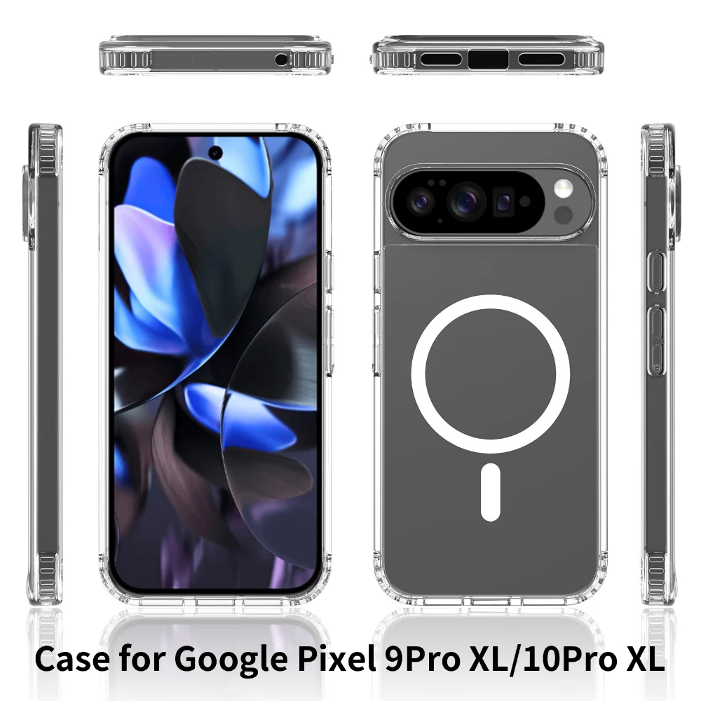 Crystal Clear Magnetic Wireless Charging Phone Case with Protective Cover