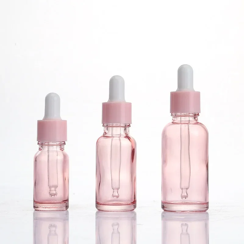 10/20pcs 30ml 화장품 디스펜스 병 30ml 핑크 빈 에센셜 오일 유리 Dropper 에센스 병 피펫 Dropper 병