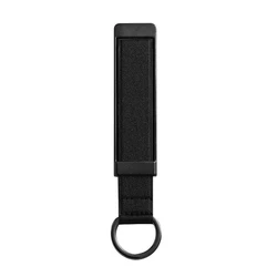 Sleek Leather Finger Ring Phone Holder with Adhesive Pull - Out Stand (Black)