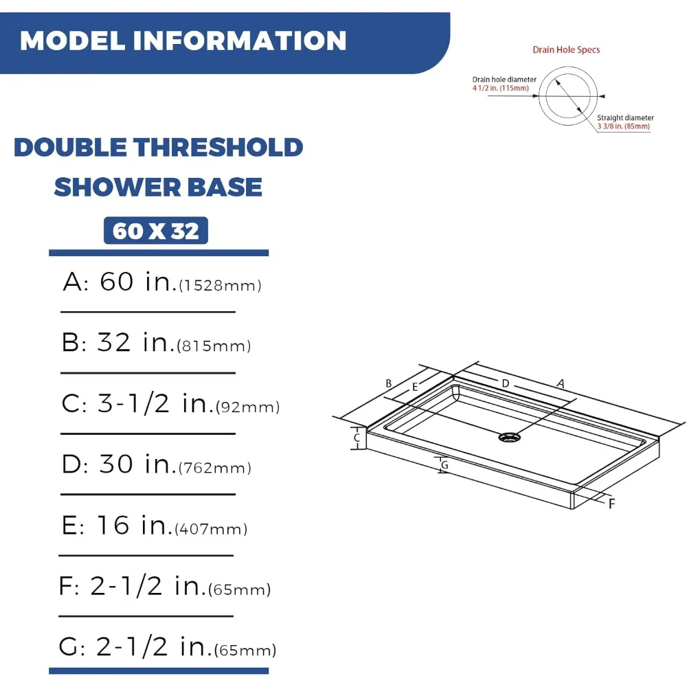 Right Drain Shower Base, with Slip Resistant Textured Surface, 60 in. L X 32 in. W Single Threshold Shower Pan