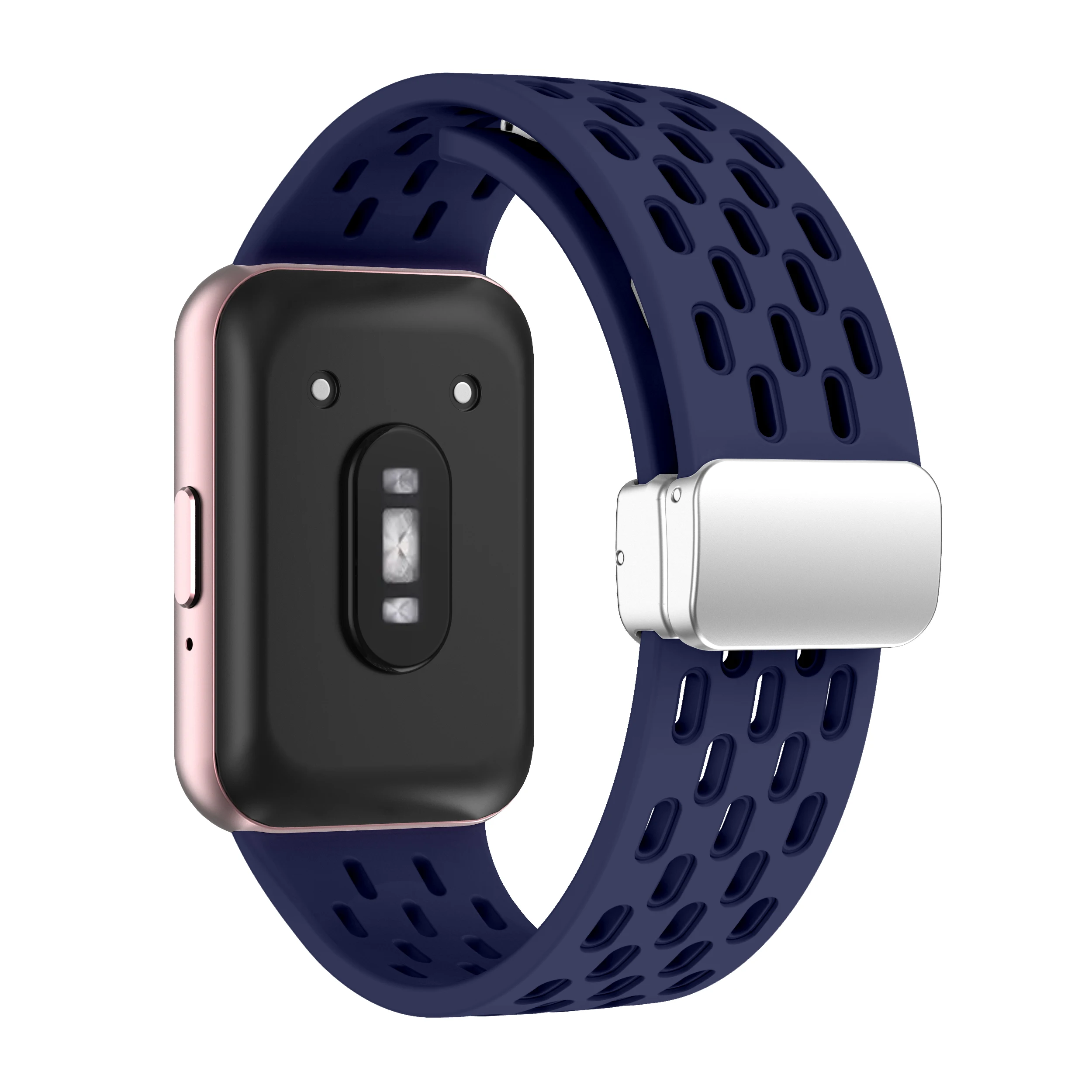 Magnetic Silicone Loop Band with Metal Buckle - Breathable Strap Bracelet