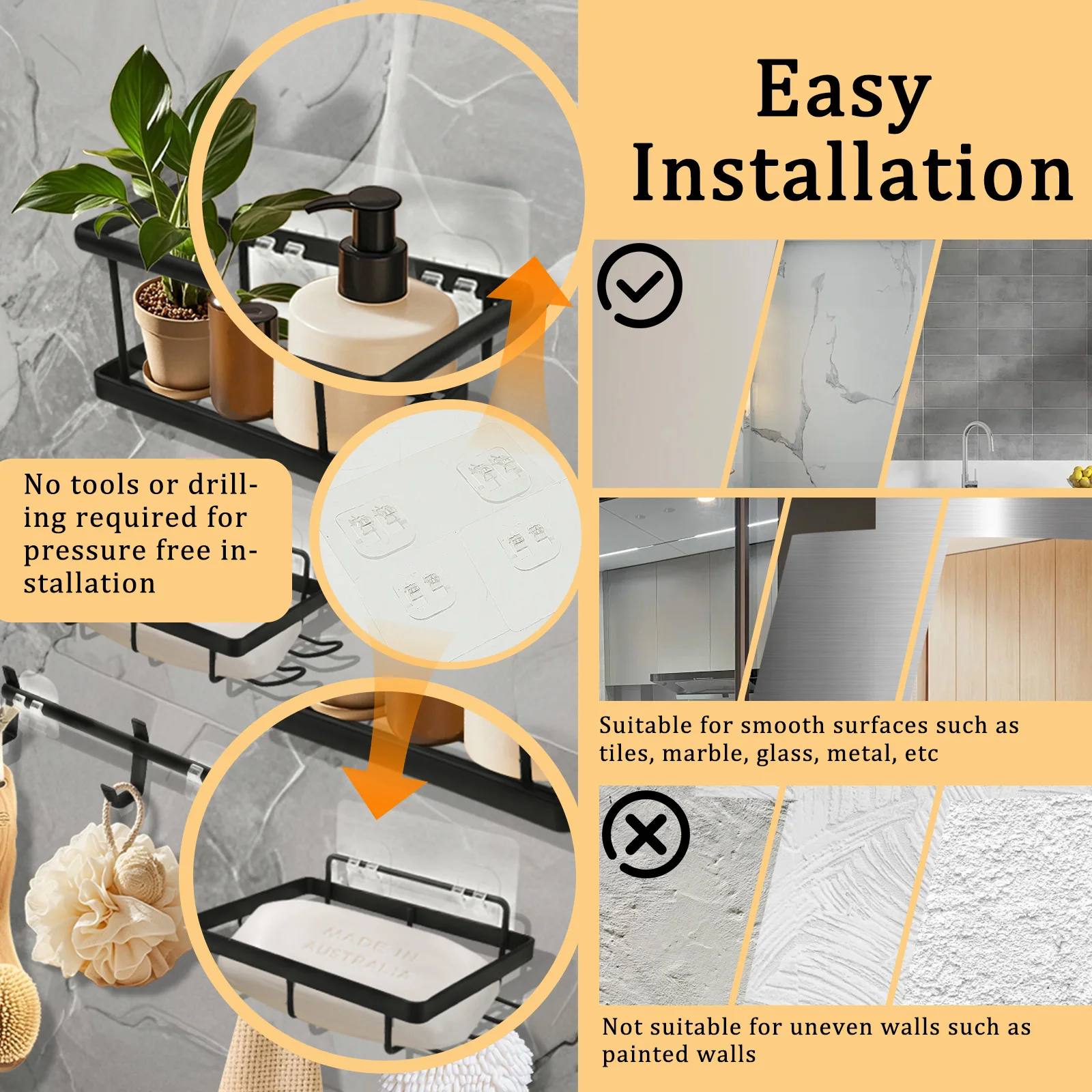 Carbon Steel Wall Mounted Seasoning Rack Storage Shelf