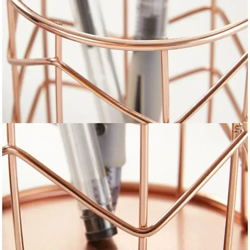 Cosmetics Makeup Brushes Storage Box Cylindrical Case Storage Lipstick Brush Pen Holder Organizer Wrought Iron Pen Storage 6