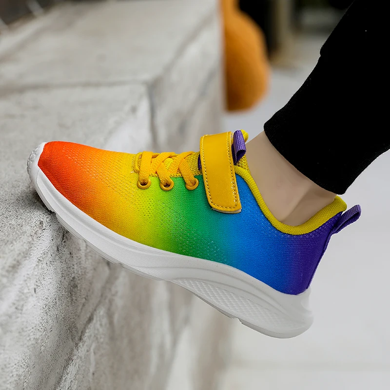 أحذية رياضية للأطفال، أحذية رياضية عصرية متعددة الألوان خفيفة الوزن من القماش الشبكي، مريحة وقابلة للتنفس للجري في الهواء الطلق للأولاد والبنات