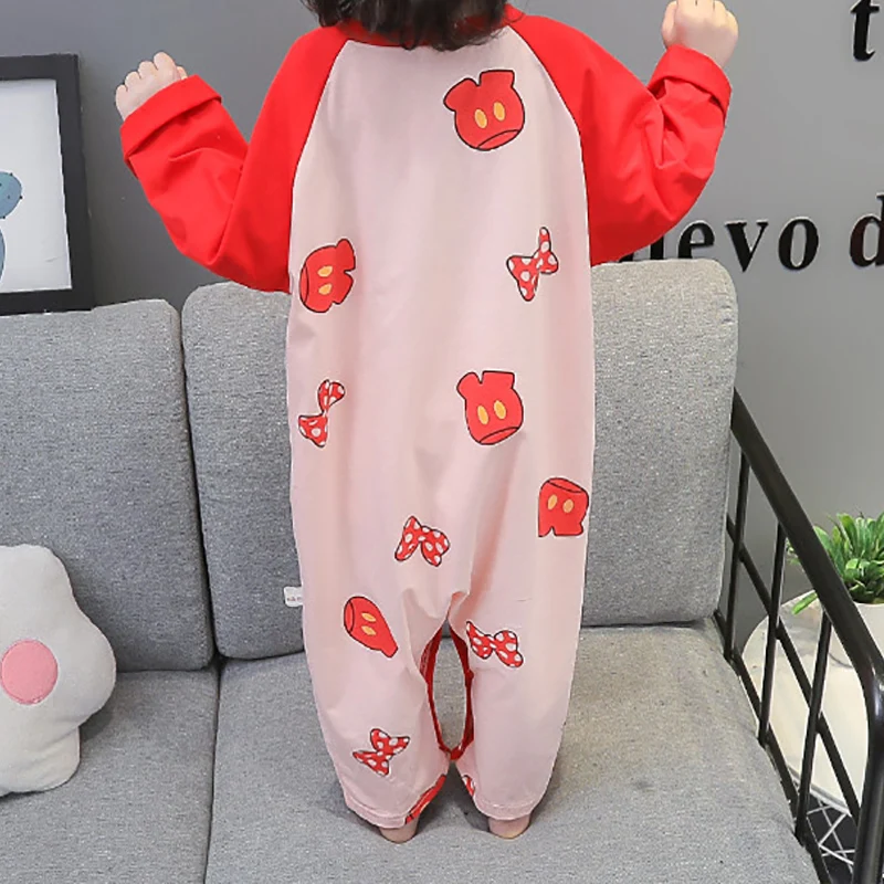 Children's Spring and Autumn Cartoon Satin Silk Sleeping Bag Comfortable Girl's One Piece Pajamas 1-6Y