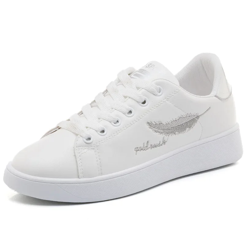 White Women Sneakers Shoes Fashion Summer Leafage Embroidery Casual Shoes Woman Soft Footwear Breathable Platform Sneakers