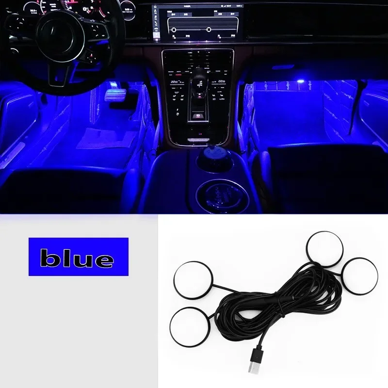 

Car LED Foot Ambient Lights 3 Colors Auto Home Party Atmosphere Decorative Star Bulb Car Interior One with Four Night Lamp