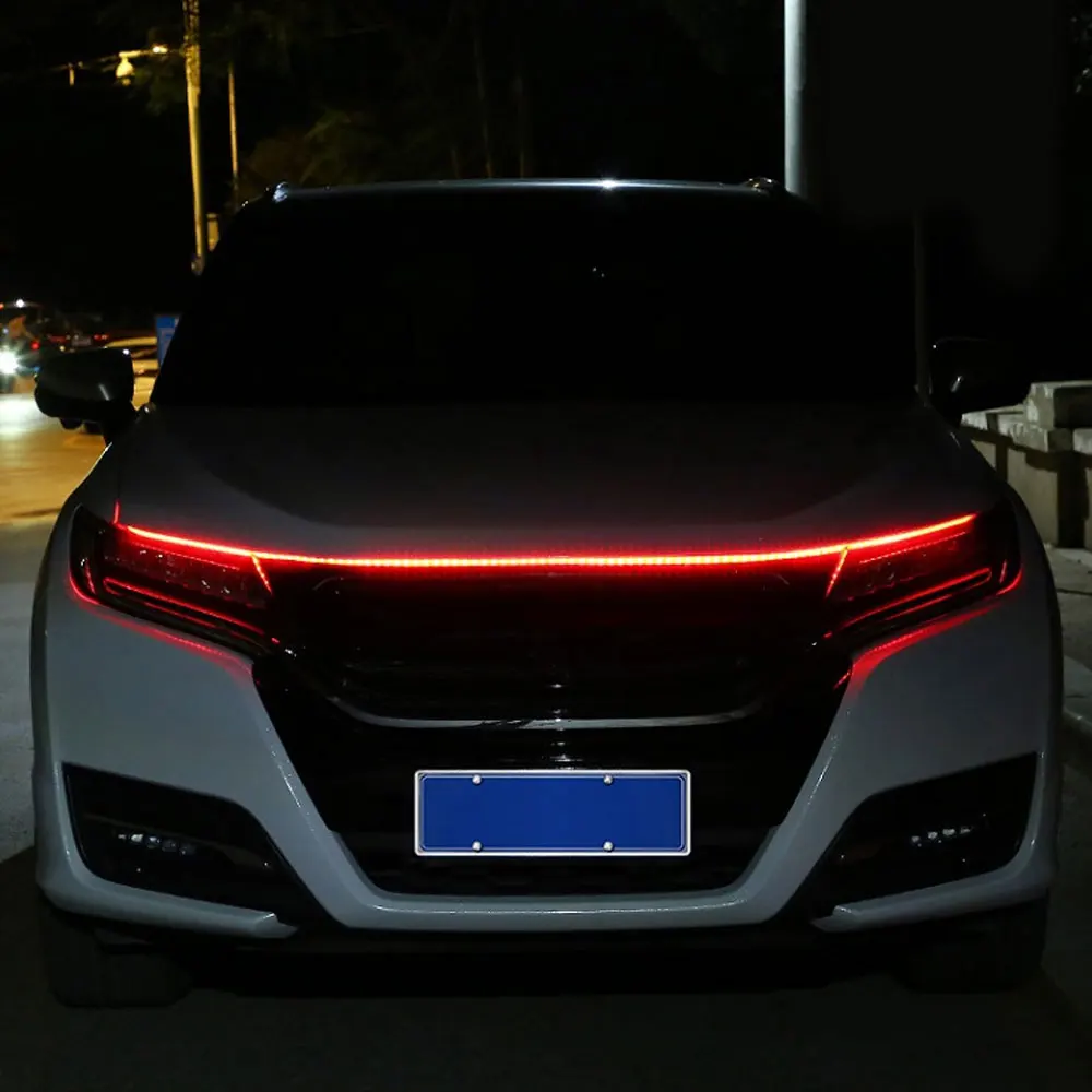 

1Pc Car Hood Daytime Running Light Strip Waterproof Flexible LED Auto Decorative Atmosphere Lamp Ambient Backlight 12V Universal