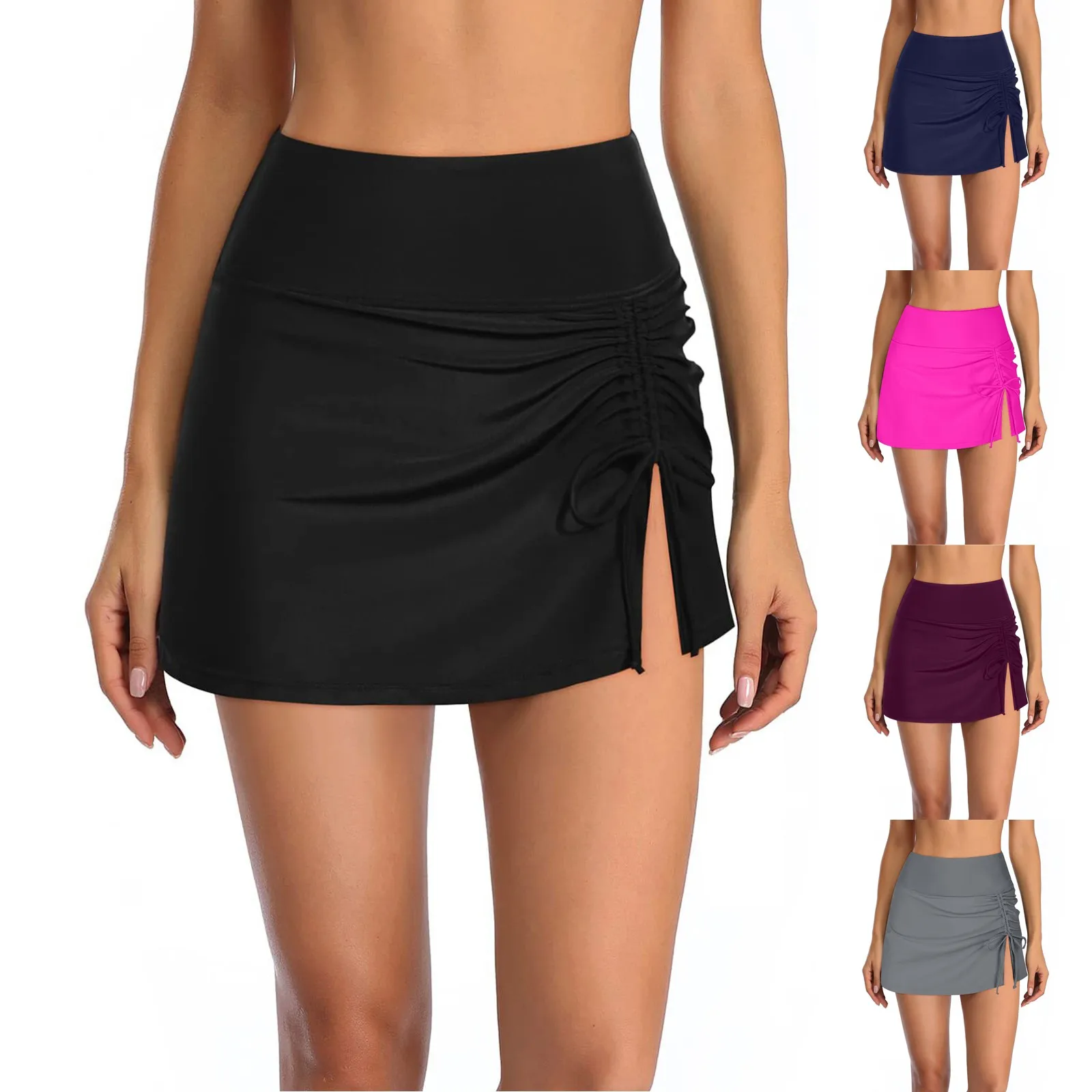 

Женские модные сексуальные однотонные плавки с высокой талией и разрезом