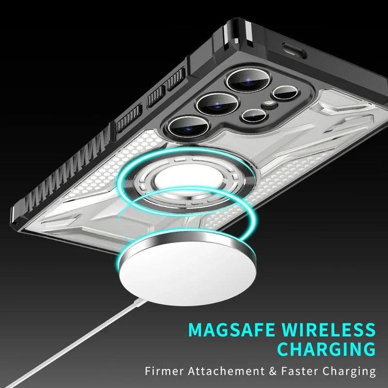 Rugged Shockproof Armor Case with Magnetic Wireless Charging Compatibility