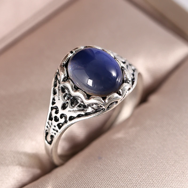 Vintage Retro Color Change Mood Ring Oval Emotion Feeling Changeable Temperature Control Color Ring for Women Anillos Mujer