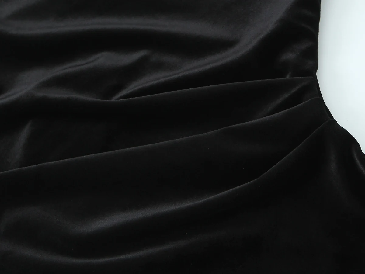 Women Fashion Chic Black Velvet Lace Sling Dress Female Sexy Backless Asymmetrical Dress Spring Summer Elegant Lady Party Dress