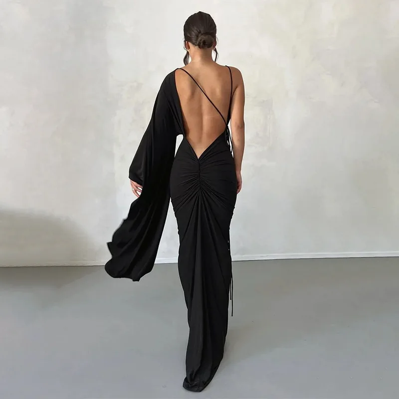 Amerikanisches rücken freies Kleid grenz überschreitend 2024 Sommer neue Damenmode einärmliges sexy tief geschnittenes Kleid – Detail 3