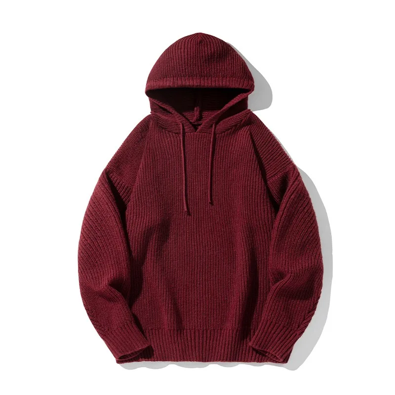 Men Skateboarding Hoodies Women Autumn Winter Casual Loose Knitted Sweater Solid Color Hoodies Oversize Grey Sweatshirt For Male