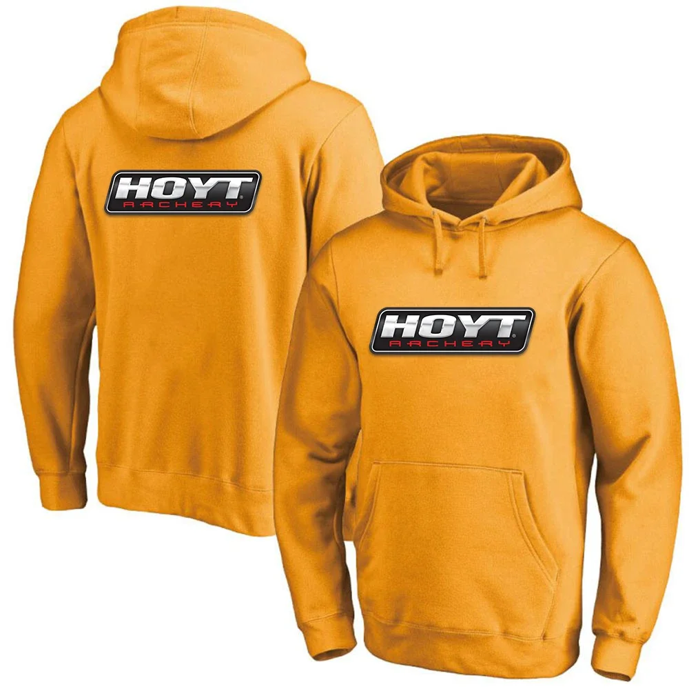 

2024 Spring Autumn HOYT Archery Huntinger Bows Logo Print Casual Solid Color Hoodies Men's Long Sleeve Fashion Classic Pullover