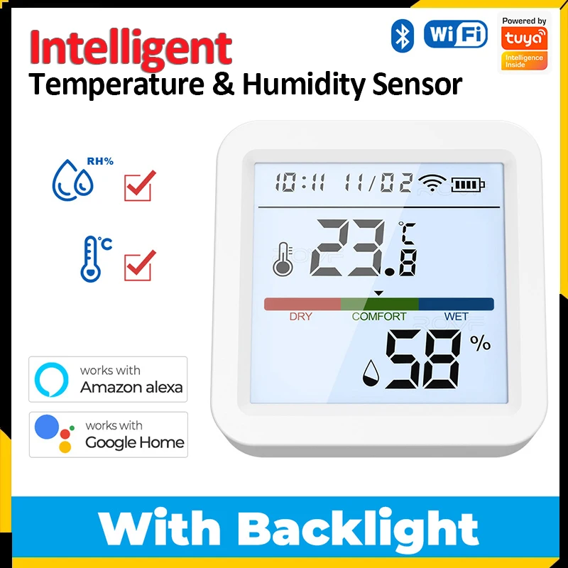 

Tuya WIFI Smart Temperature Humidity Sensor Indoor Hygrometer Thermometer Smart Life Remote Control Support Alexa Google Home