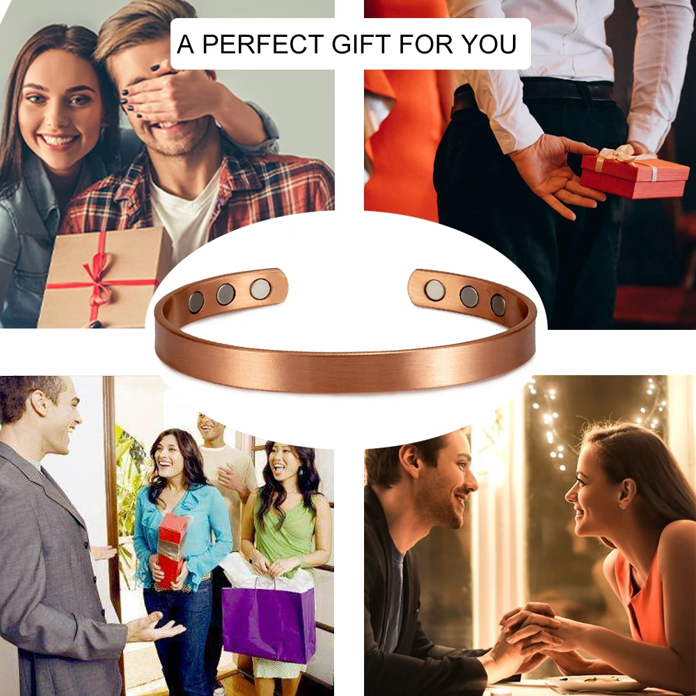 Braccialetti magnetici opachi Meathly per donne e uomini in puro rame, grandi dimensioni, polsini aperti, regolabili, energia per la salute, magneti, braccialetti, gioielli_voghion.com