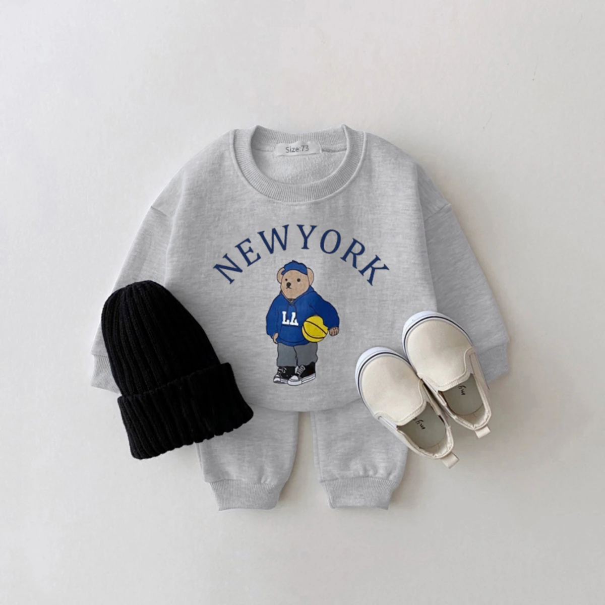 Baby Boy Girl Clothing Sets Children Bear Pullover Sweatshirts + Simple Solid Cotton Sports Pants 2pc Kids Clothes Boy New Suit