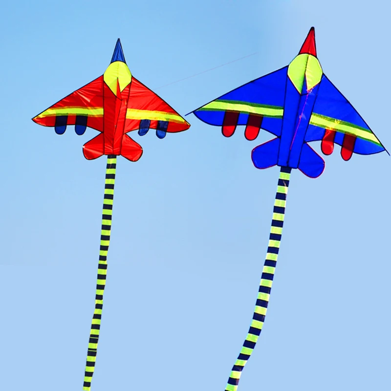 

free shipping high quality long tails fighter kite children kites wholesale with handle line hcxkite factory outdoor colors