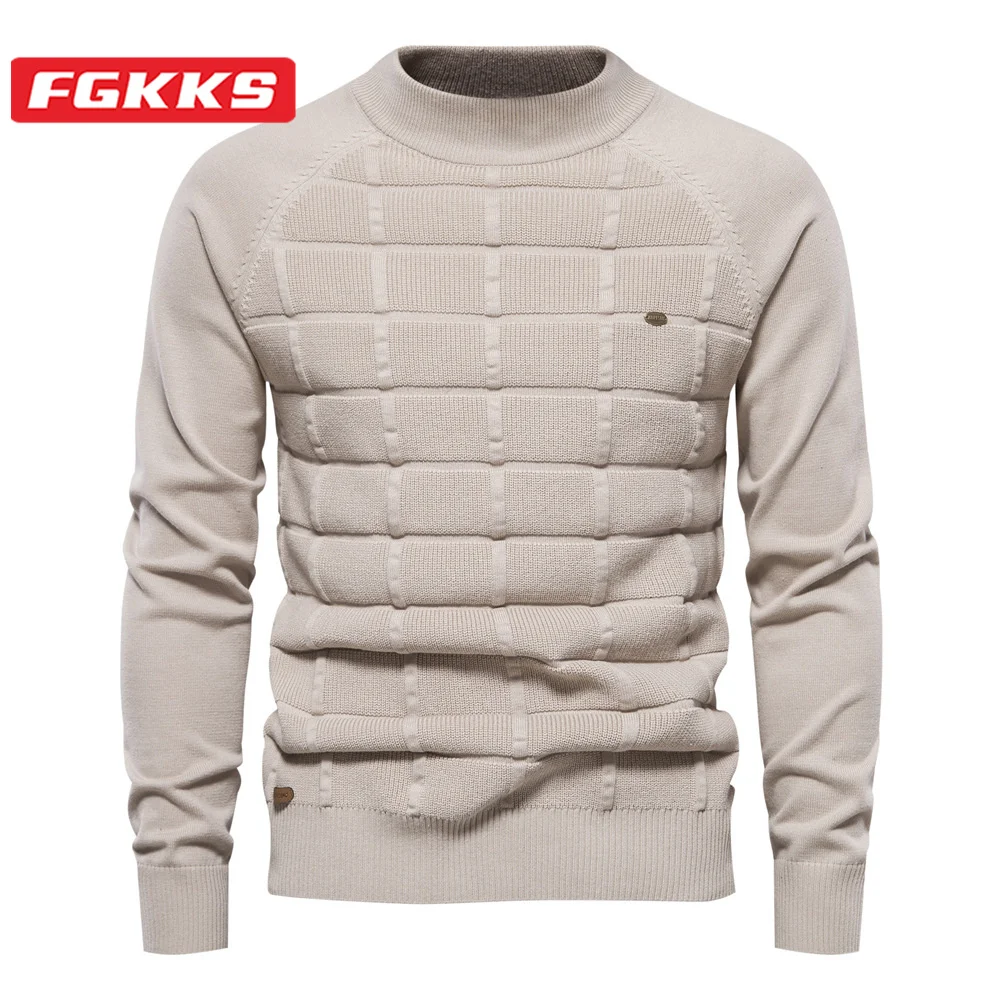 

FGKKS 2023 Outdoor Casual Sweater For mMen Cotton Warm Lamb Wool Pullover High Quality Design Streetwear Casual Sweater For Men
