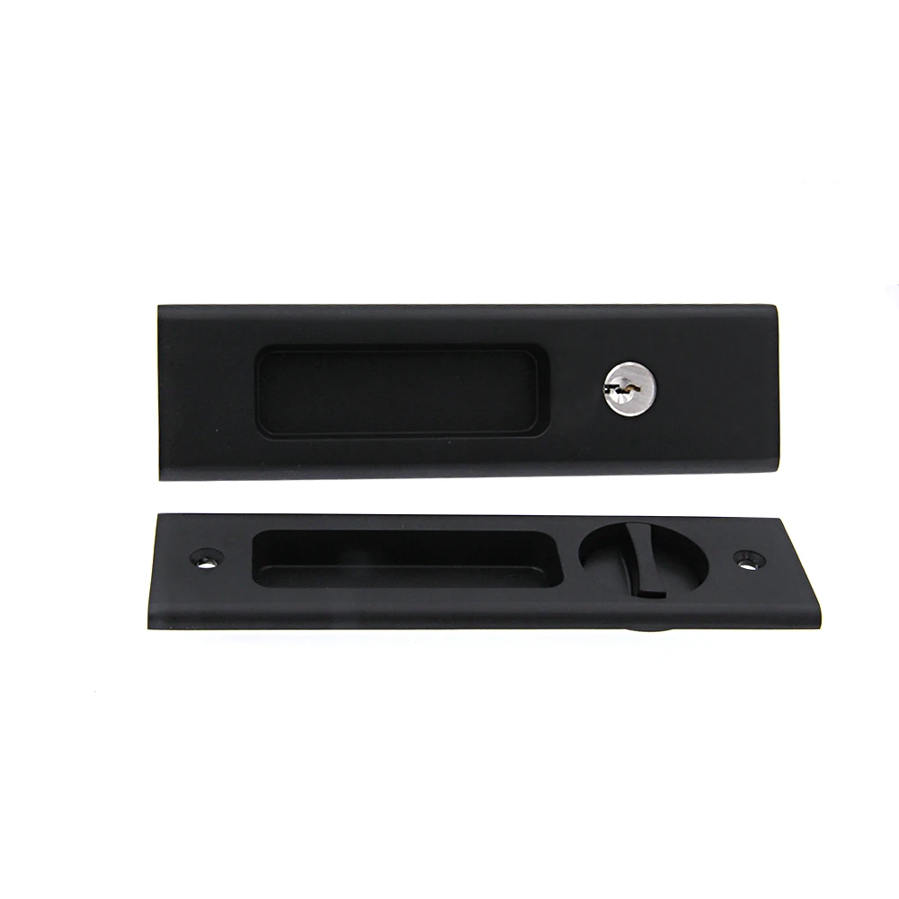 New Sliding Door Lock Bedroom Double-sided Spring Embedded Folding Door Hook Clasps Invisible Key Lock Furniture Hardware