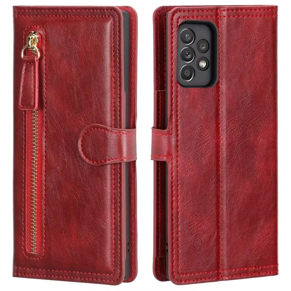 Luxury Faux Leather Zipper Wallet Stand Case Cover