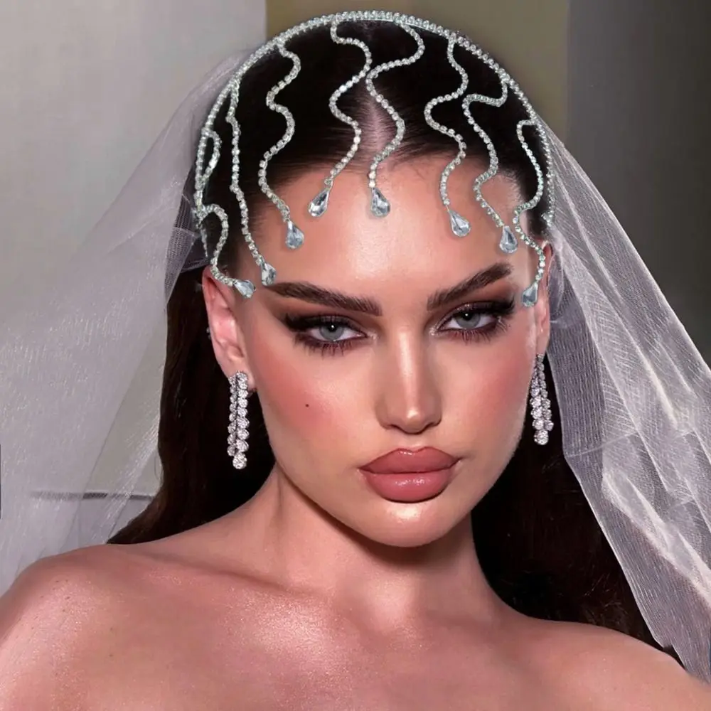 

Snake Bend Rhinestone Headband Alloy Masquerade Jewelry Bride Crown Carnival Costume Props Hair Accessories Crystal Tiara Queen