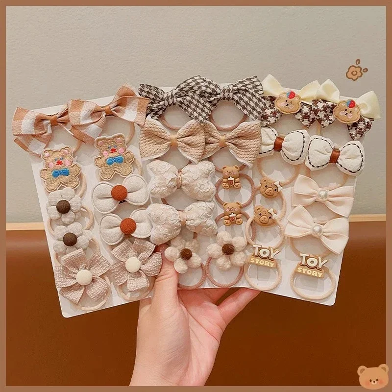 

10Pcs/Set Baby Cartoon Hair Band Girls Cute Bow Hair Ties Princess Elastic Rubber Bands Headbands Kids Hair Accessories