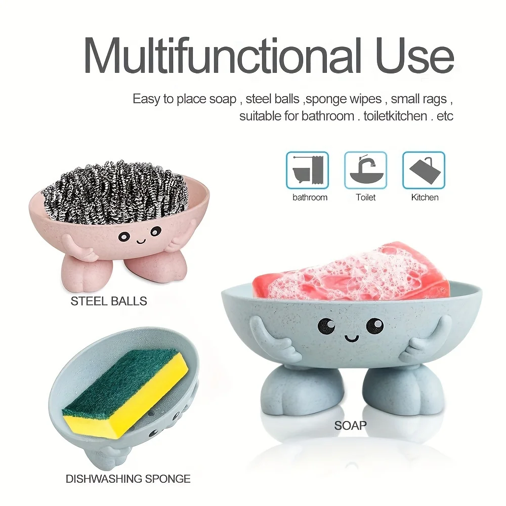 Soap Holder Soap Dish Kids Children Creative Bar Tray Counter Shower Bathroom Kitchen Countertop shower storage holder