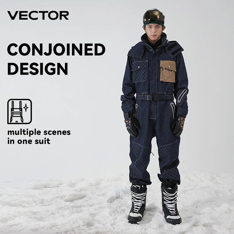 Ski Jacket Thick Men Women One-Piece Ski Jumpsuit Outdoor Sports Snowboard Jacket Warm Waterproof Winter Overalls Hooded