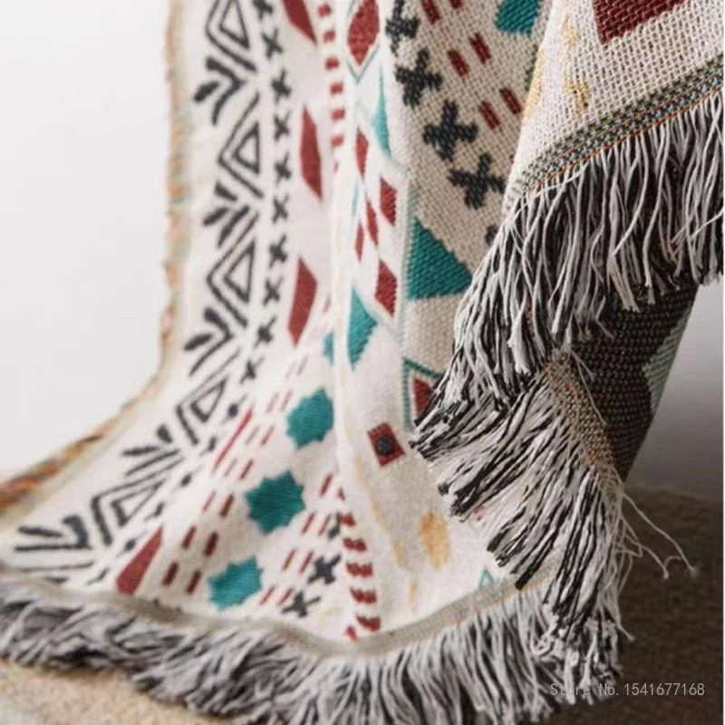 Nordic Portable Nordic Sofa Cover, Simple Towel, Jacquard Thread Blanket, Travel Blanket, Bed, Living Room, Picnic Blanket, 1Pc