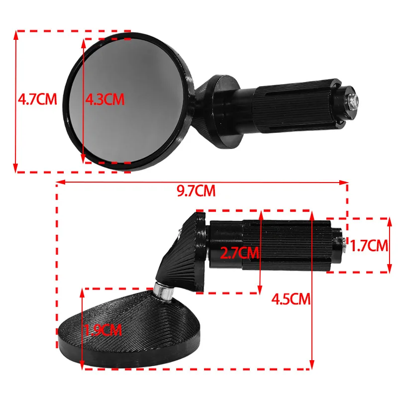 Custom Adjustable Handlebar Motorcycle Mirrors with Flexible Viewing Angles