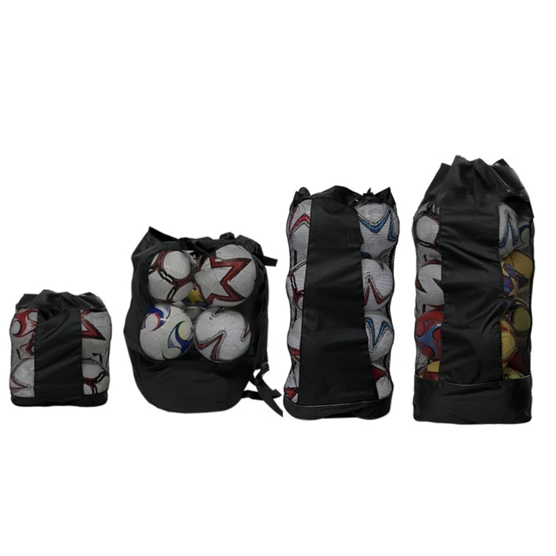 

A9LD Drawstring Mesh Bag for Balls Waterproof Storage Bag for Football Basketball Training Equipment Bag with Shoulder Strap