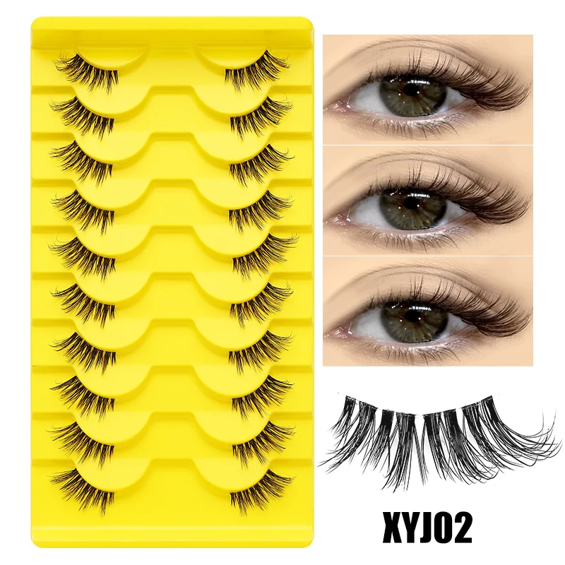DINGSEN 10 Paar geflügelte Halb-Wimpern im Cat-Eye-Design für natürlichen Flauschigkeit und natürliches Aussehen, falsche Wimpernverlängerung als Beauty-Tool – Detail 8