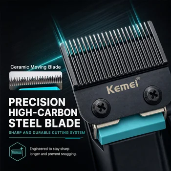 Kemei KM-2153 Men's Hair Clipper Fade Blade LED Display 8000RPM 2000mAh 2-Speed 5W DC Motor Professional Hair Cutting Machine - Image 3