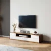 Solid Wood TV Stand| 70.87" Modern Entertainment Center with Storage|Walnut and White Media Console Fully-Assembled Open 6