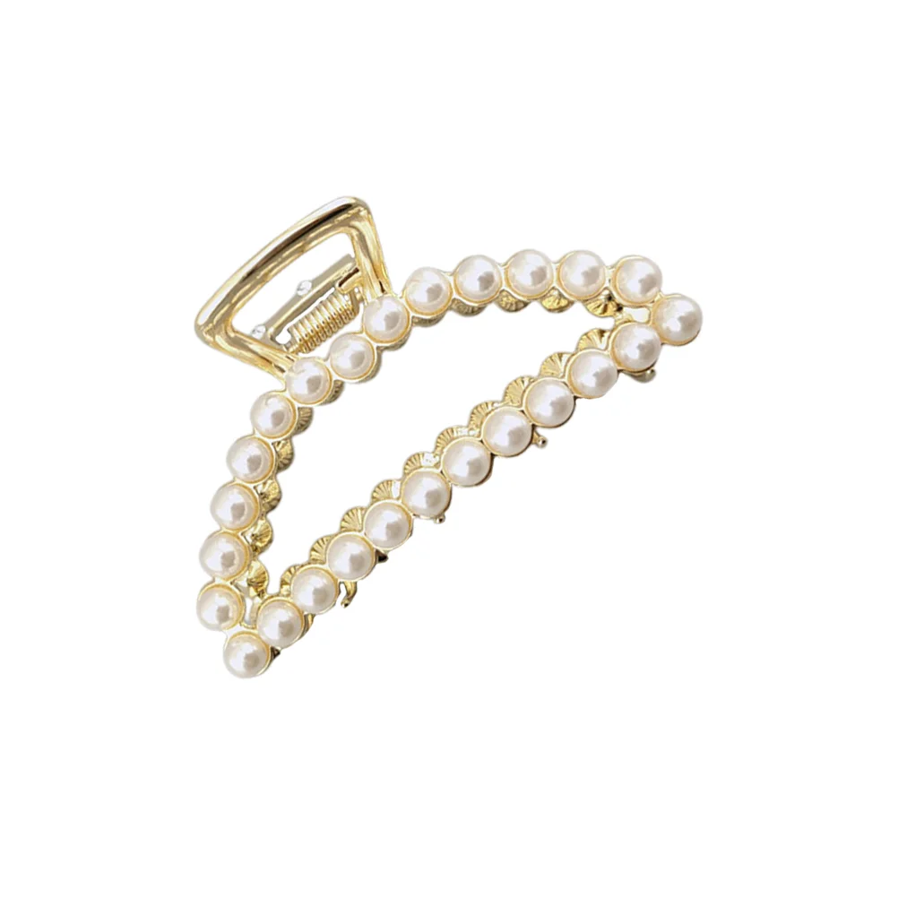 

Elegant Hollow out Jaw Clip Artificial Pearl Hair Claw Barrette Grip Hair Accessories for Women Girls (Crescent Moon)