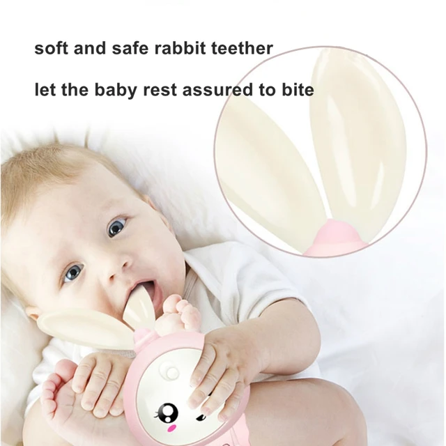 Baby Music Flashing Rattle Toys Rabbit Teether Hand Bells Mobile Infant Stop Weep Tear Rattles Newborn Early Educational Toy 18M 2