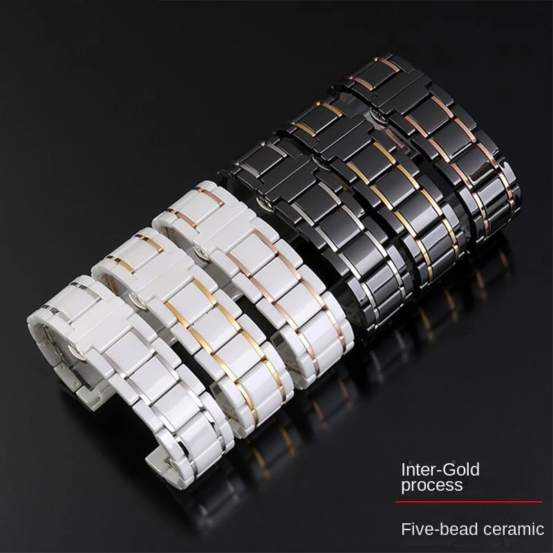 Elegant Ceramic Watch Strap - Precision Steel Watchband for Men and Women, Luxurious Design in 18mm, 20mm, 22mm Sizes