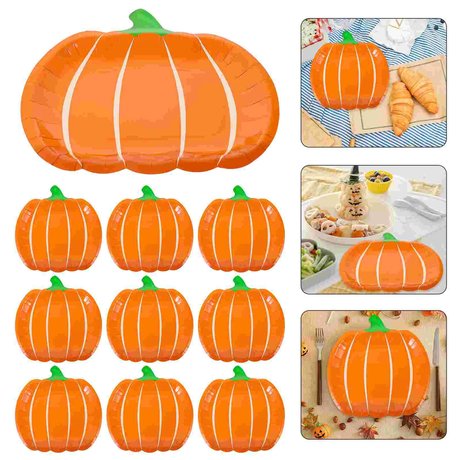 

10/20/30pcs Disposable Pumpkin Paper Plates Snack Cake Dessert Dishes Halloween Party Tableware Decoration Supplies